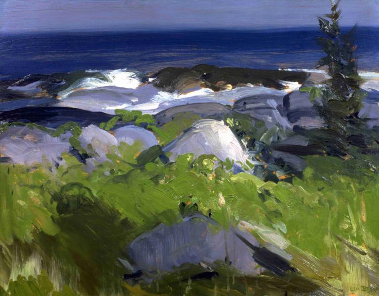 Vine Clad Shore-Monhegan Island,Oever met wijnranken - Monhegan-eiland,George Wesley Bellows,Olieverf