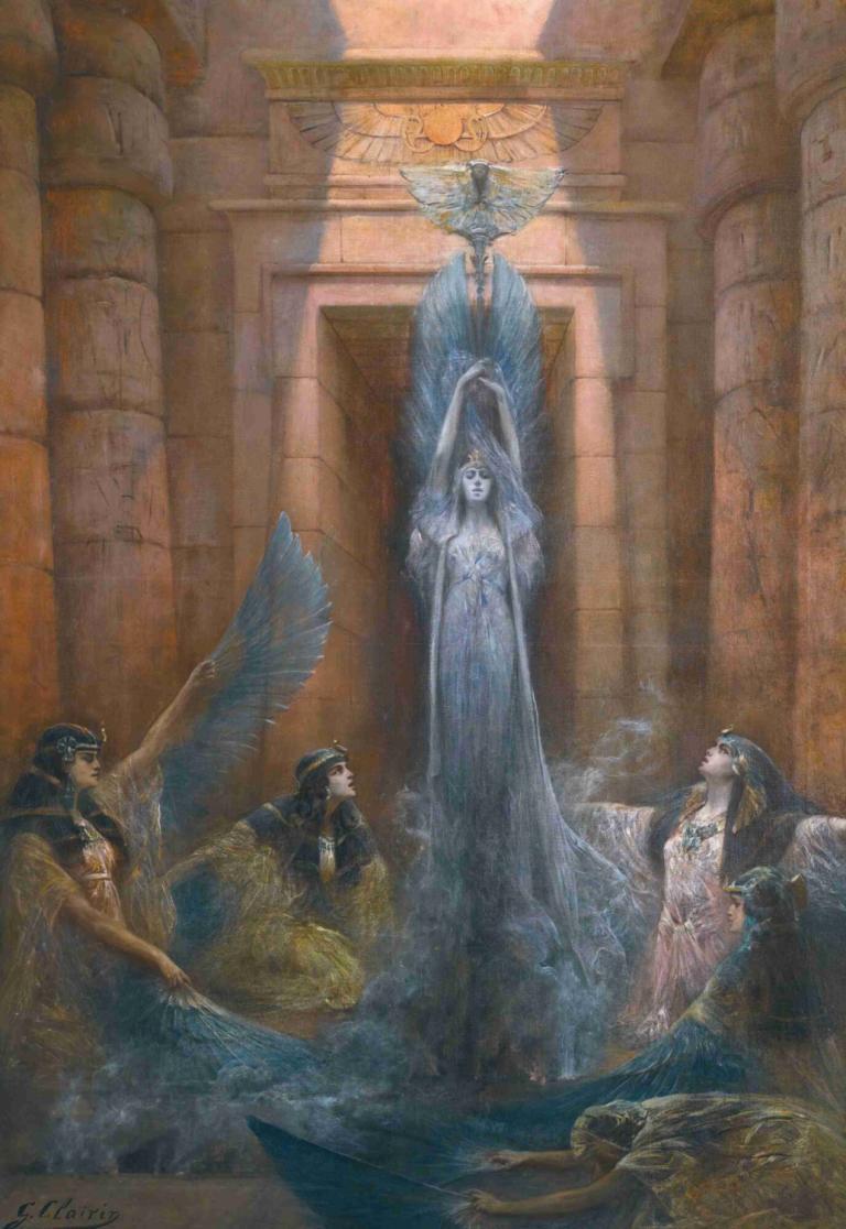 La Deesse Neith,Georges Jules Victor Clairin,Oil Painting,Oil Painting, fine art parody, multiple boys, wings