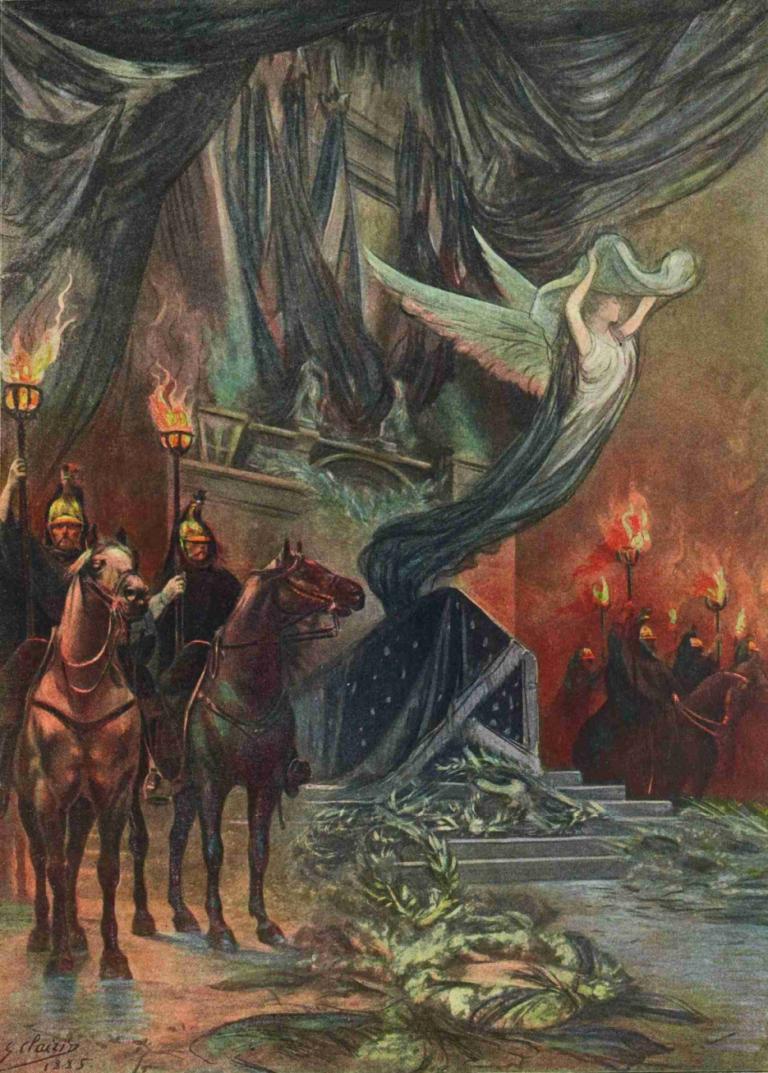 La Veillée funèbre,Georges Jules Victor Clairin,Oil Painting,Oil Painting, horse, fire, torch, candle