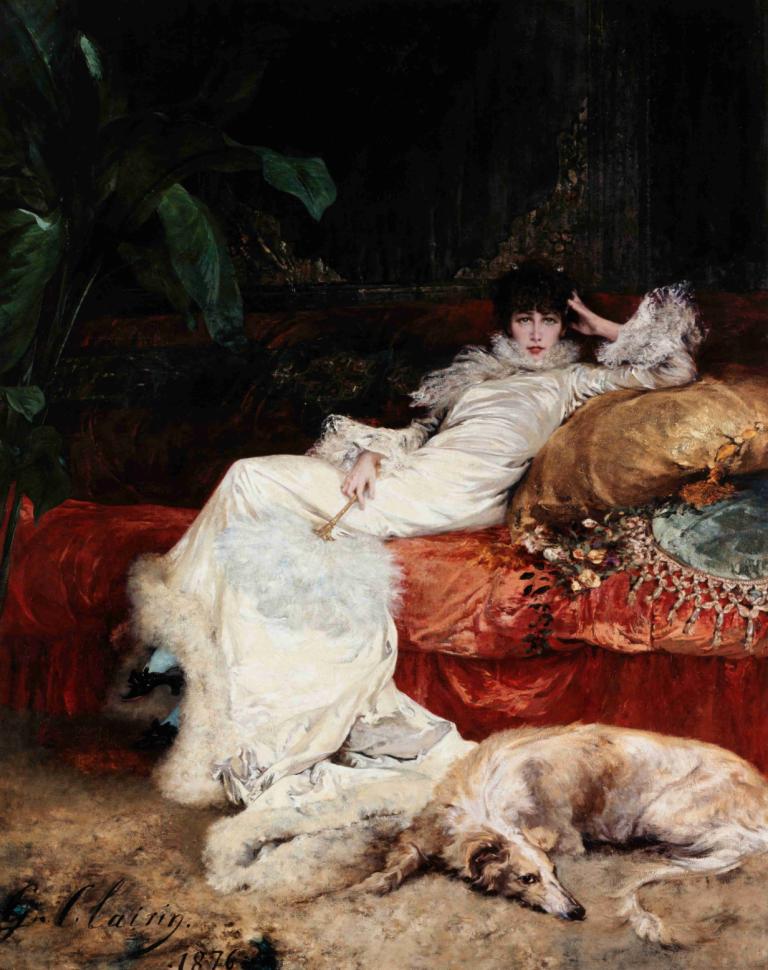 Portrait de Sarah Bernhardt,Potret Sarah Bernhardt,Georges Jules Victor Clairin,Lukisan cat minyak