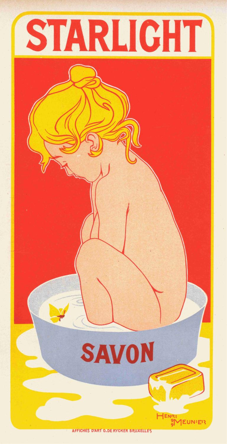 Savon Starlight,Georges Meunier,George Meunier,Illustration,Illustration, 1 pige, solo, blond hår, nøgen