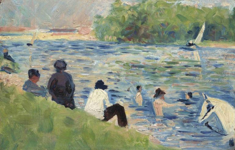 Bathers (Study for  Bathers at Asnières ),Georges Seurat,Oil Painting,Oil Painting, multiple boys