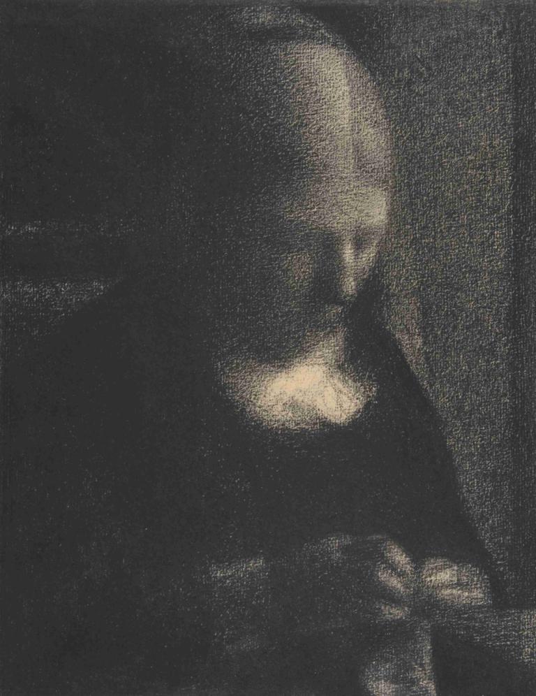 Embroidery; The Artist's Mother,Stickerei; Die Mutter der Künstlerin,Georges Seurat,Kupferstich,Kupferstich