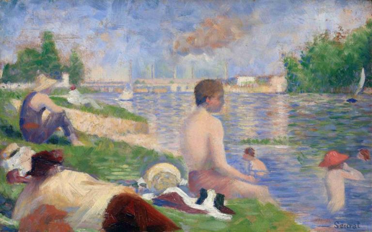 Final Study for “Bathers at Asnières”,Abschlussstudie für "Badegäste in Asnières",Georges Seurat,Ölgemälde