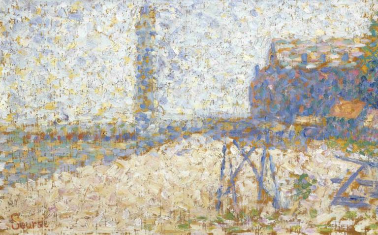 L'hospice Et Le Phare De Honfleur,オンフルール・ホスピスと灯台,Georges Seurat,ジョルジュ・スーラ,油絵,油絵, 抽象的な, 人間がいない, ソロ