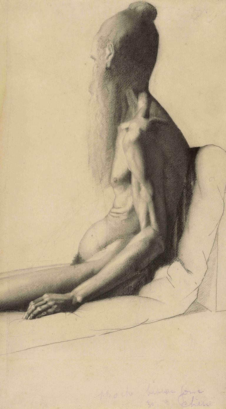 Nude Study of an Old Man,Studium aktu starszego mężczyzny,Georges Seurat,Szkic,Szkic, 1 dziewczyna