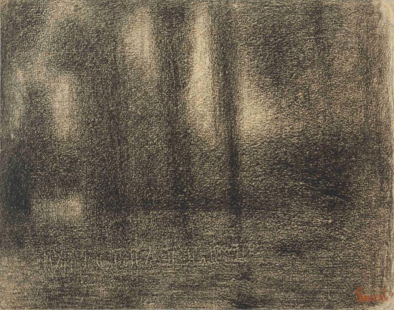 Poplars,Topole,Georges Seurat,Trawienie miedziorytu,Trawienie miedziorytu, żadnych ludzi, sceneria