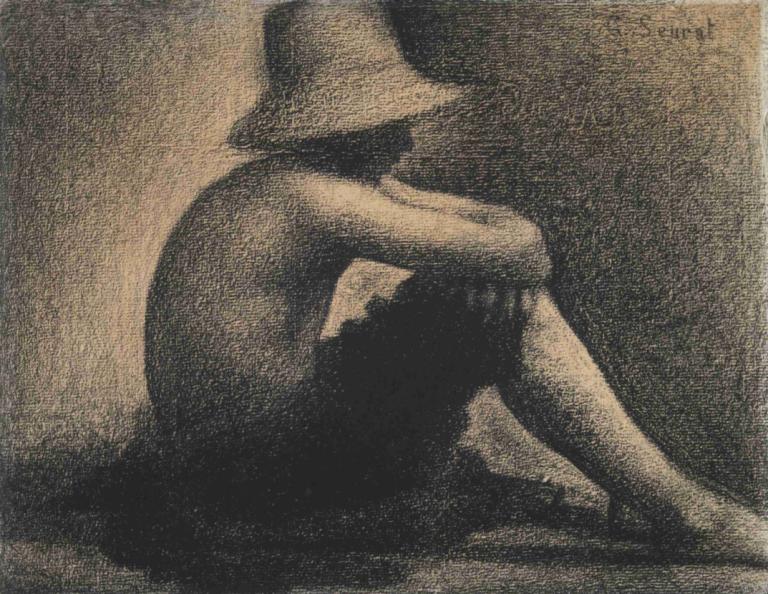 Seated Boy with Straw Hat, study for Bathers at Asnières,Hasır Şapkalı Oturan Çocuk