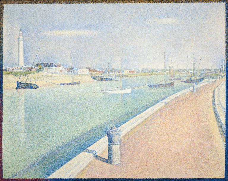 The Channel of Gravelines, Petit Fort Philippe,Georges Seurat,Oil Painting,Oil Painting, no humans, outdoors