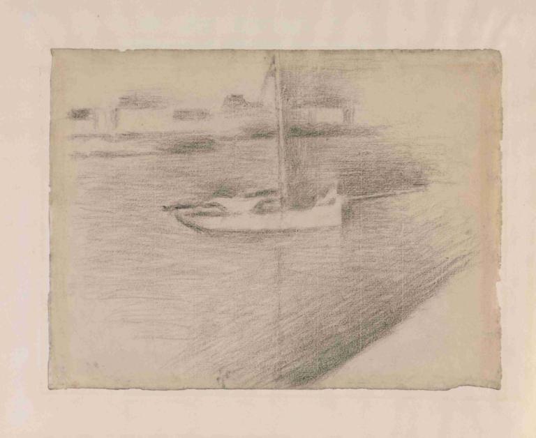 The Clipper,Georges Seurat,Copperplate Etching,Copperplate Etching, boat, watercraft, no humans, water