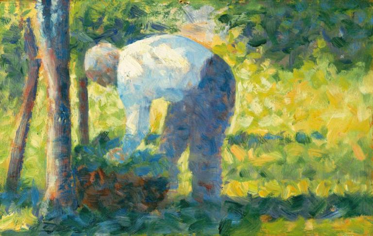 The Gardener,Georges Seurat,Oil Painting,Oil Painting, outdoors, tree, no humans, nature, solo