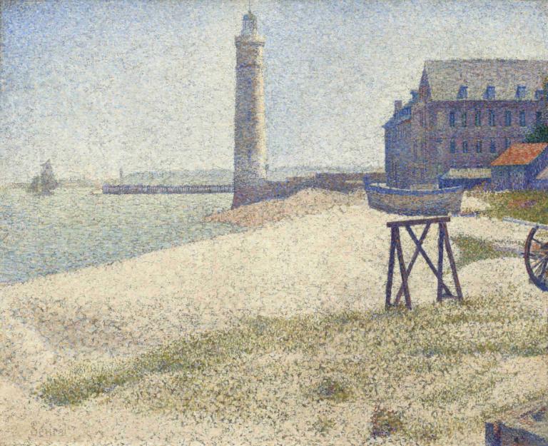 The Lighthouse at Honfleur,Der Leuchtturm von Honfleur,Georges Seurat,Ölgemälde,Ölgemälde, draußen