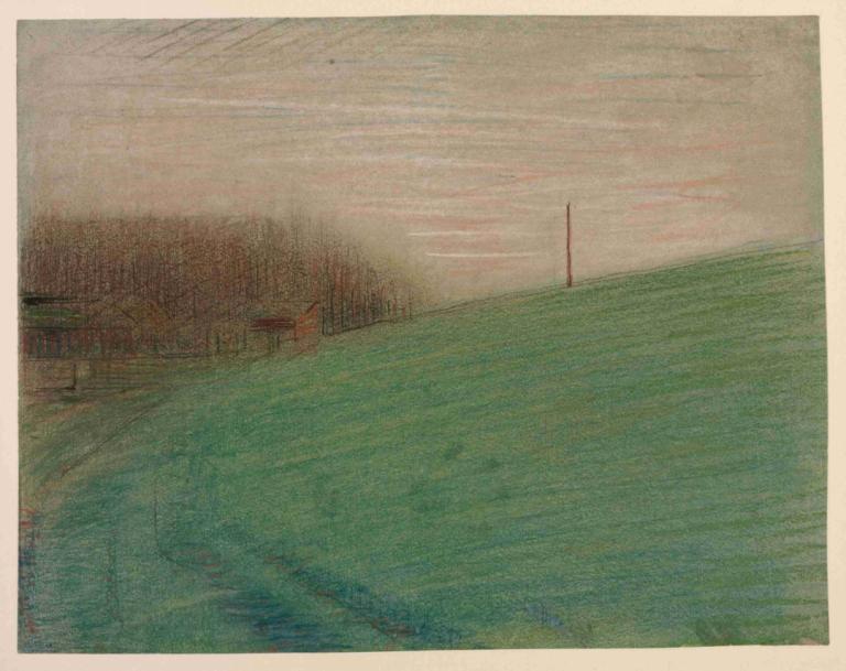 The Meadow,Die Wiese,Georges Seurat,Ölgemälde,Ölgemälde, keine Menschen, draußen, Landschaft, Grenze