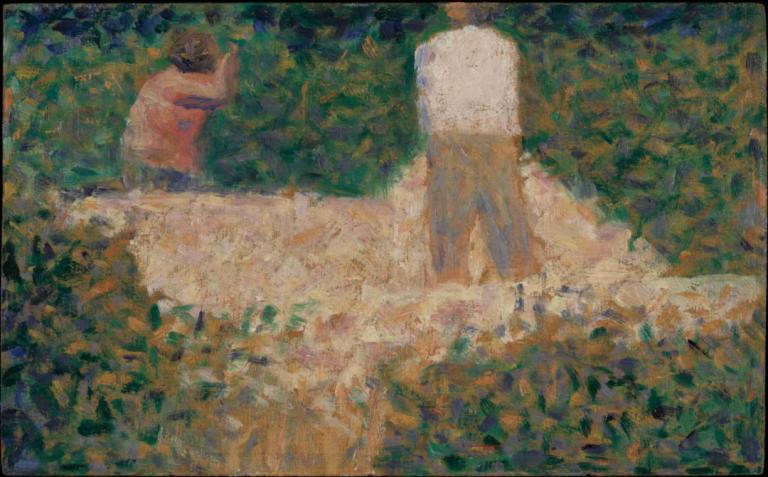 Two Stonebreakers,Zwei Steinbrecher,Georges Seurat,Ölgemälde,Ölgemälde, draußen, hinterrücks, Grenze