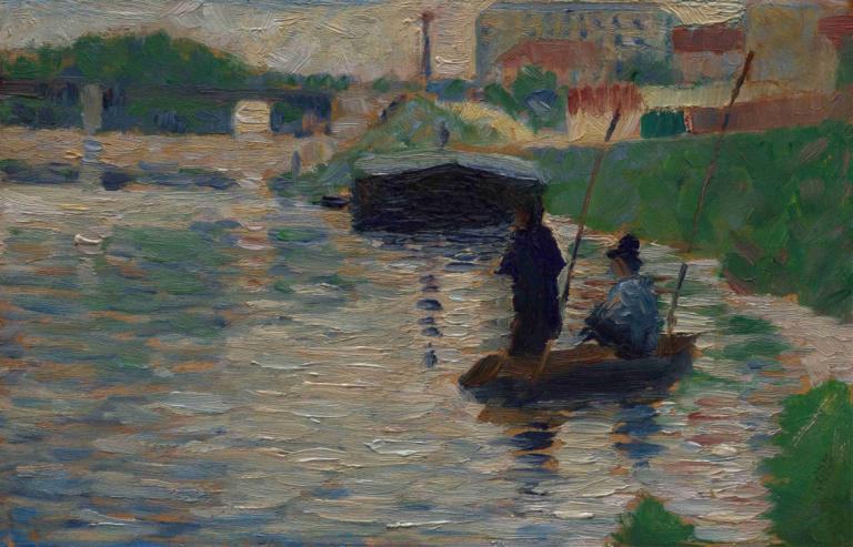 View of the Seine,Blick auf die Seine,Georges Seurat,Ölgemälde,Ölgemälde, draußen, Angeln, schwarzes Haar