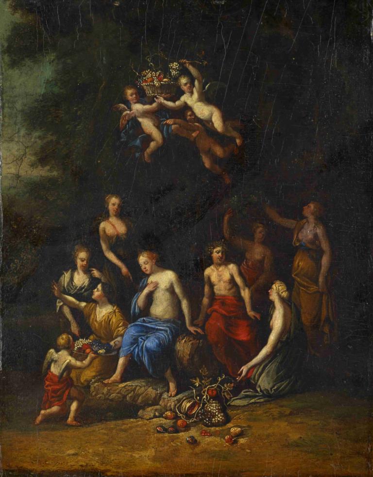 Bacchus And Pomona,Bachus i Pomona,Gerard de Lairesse,Obraz olejny,Obraz olejny, parodia sztuki, parodia