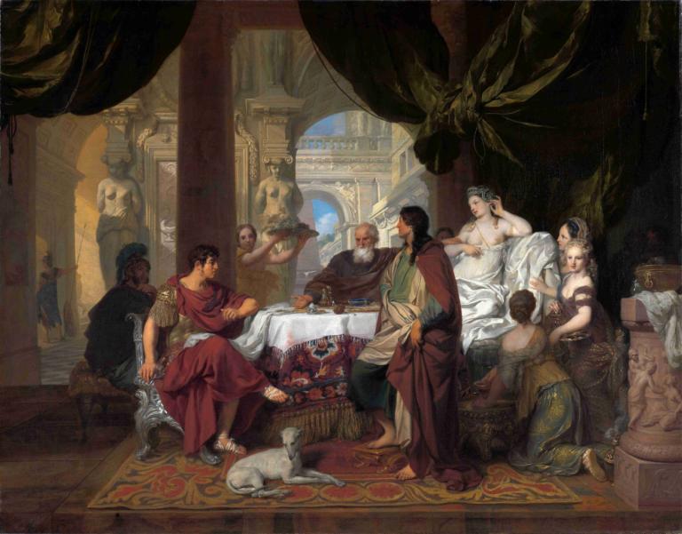 Cleopatra’s Banquet,Kleopatran juhlaillallinen,Gerard de Lairesse,Öljymaalaus,Öljymaalaus, kuvataideparodia