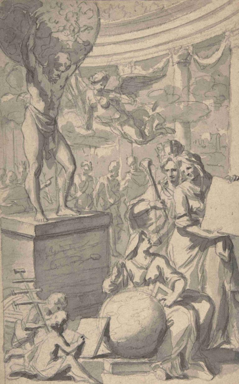 Design for a Frontispiece of a Title Page,Design för ett frontespis av en titelsida,Gerard de Lairesse