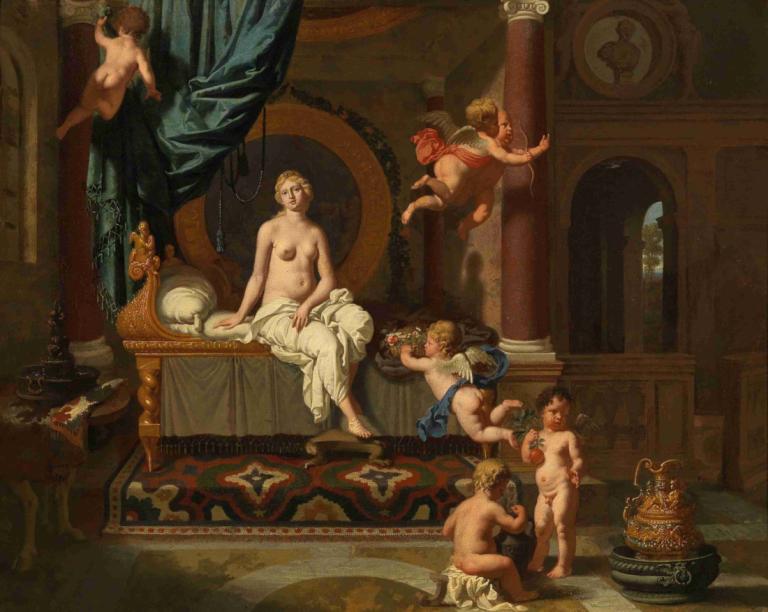 Herse Awaiting the Arrival of Mercury,Gerard de Lairesse,Oil Painting,Oil Painting, fine art parody, parody