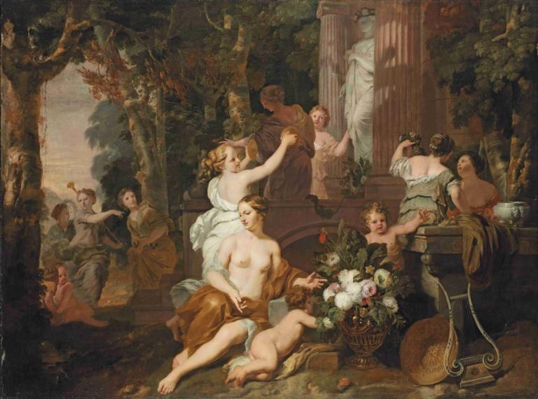 Nymphs And Bacchantes Paying Homage At The Temple Of Flora,Nimfy i Bachantki składające hołd w Świątyni Flory