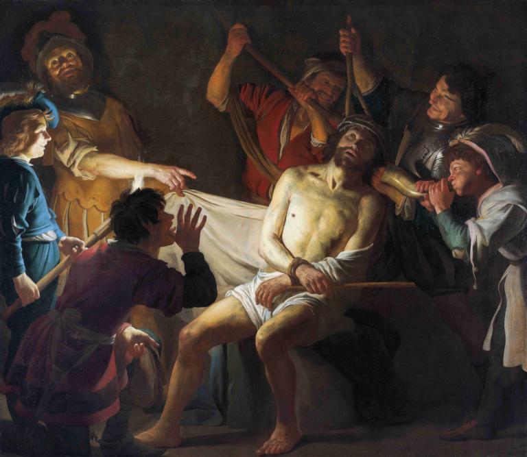 Christ Crowned with Thorns,Cristo coronado de espinas,Gerard van Honthorst,Pintura al óleo,Pintura al óleo