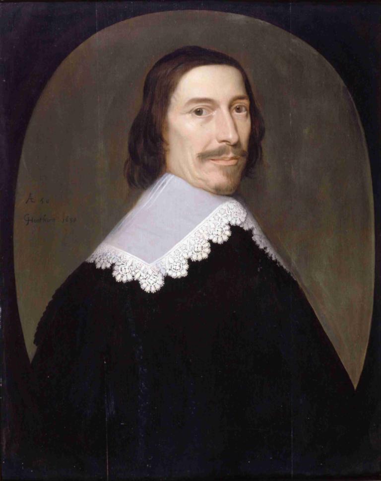 Jacob de Witt,Gerard van Honthorst,Oil Painting,Oil Painting, solo, 1boy, male focus, facial hair, realistic