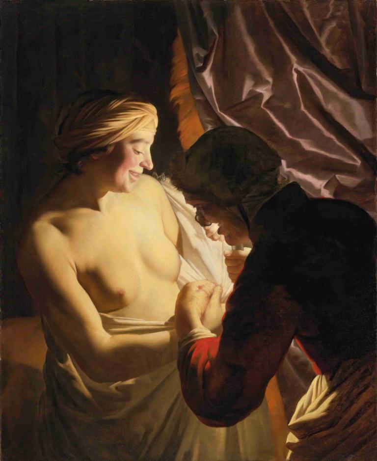 The Flea Hunt,Pire Avı,Gerard van Honthorst,Yağlı boya,Yağlı boya, 1kız, güzel sanatlar parodisi, sarı saç