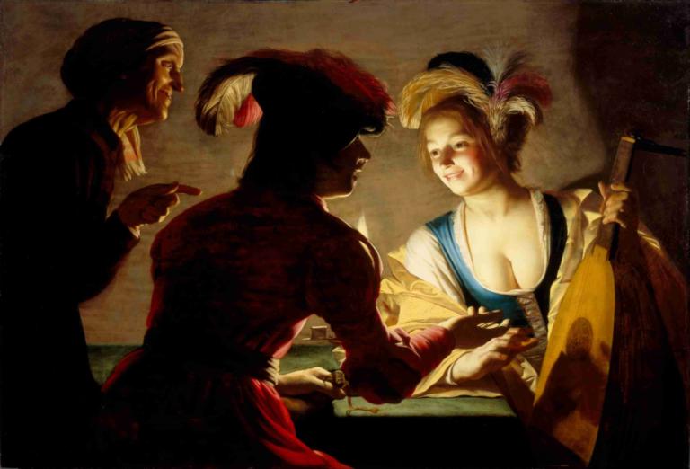 The procuress,Прокурорша,Gerard van Honthorst,Герард ван Хонтхорст,Картина Маслом,Картина Маслом, 1 девушка