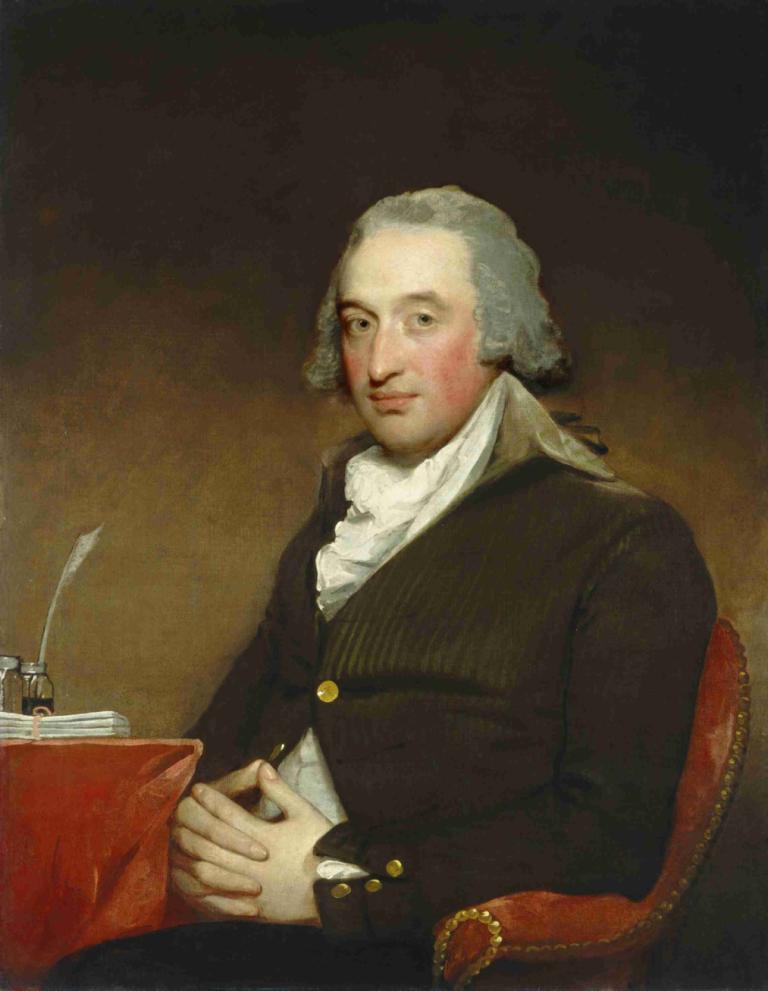 George Pollock,Gilbert Stuart,Oljemaleri,Oljemaleri, solo, kunstparodi, sitter, stol, mannlig fokus, 1 gutt