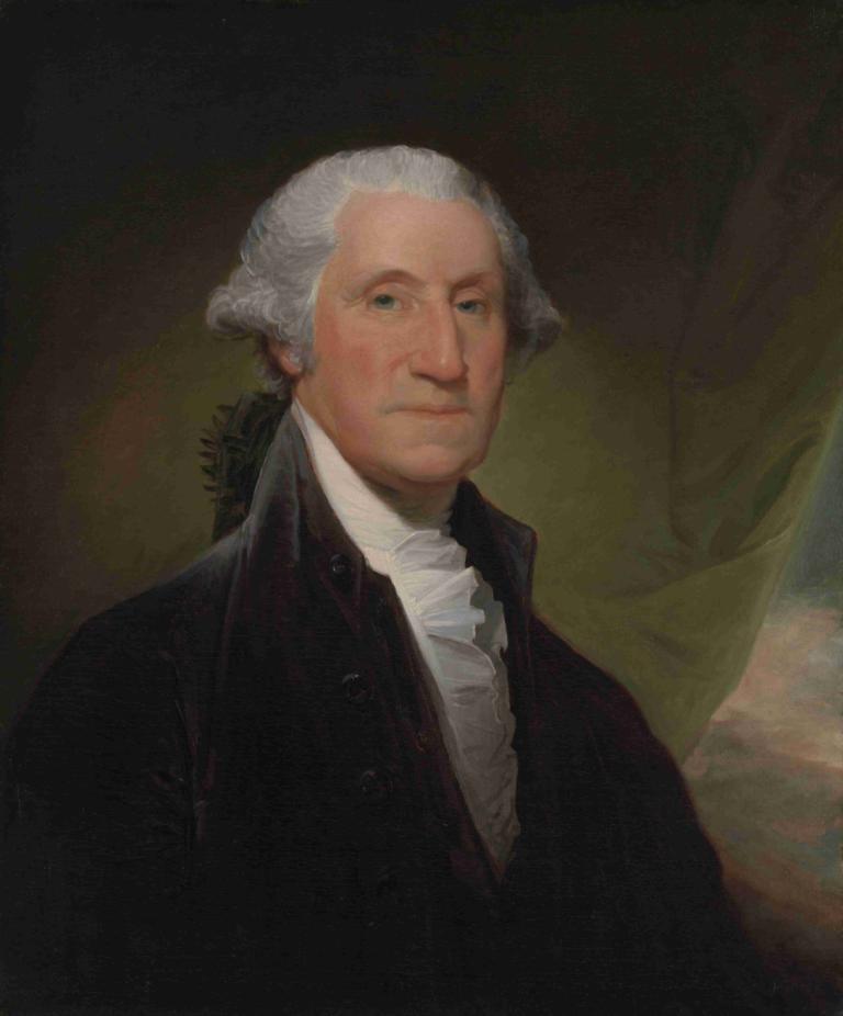 George Washington,Gilbert Stuart,Oil Painting,Oil Painting, solo, 1boy, male focus, white hair