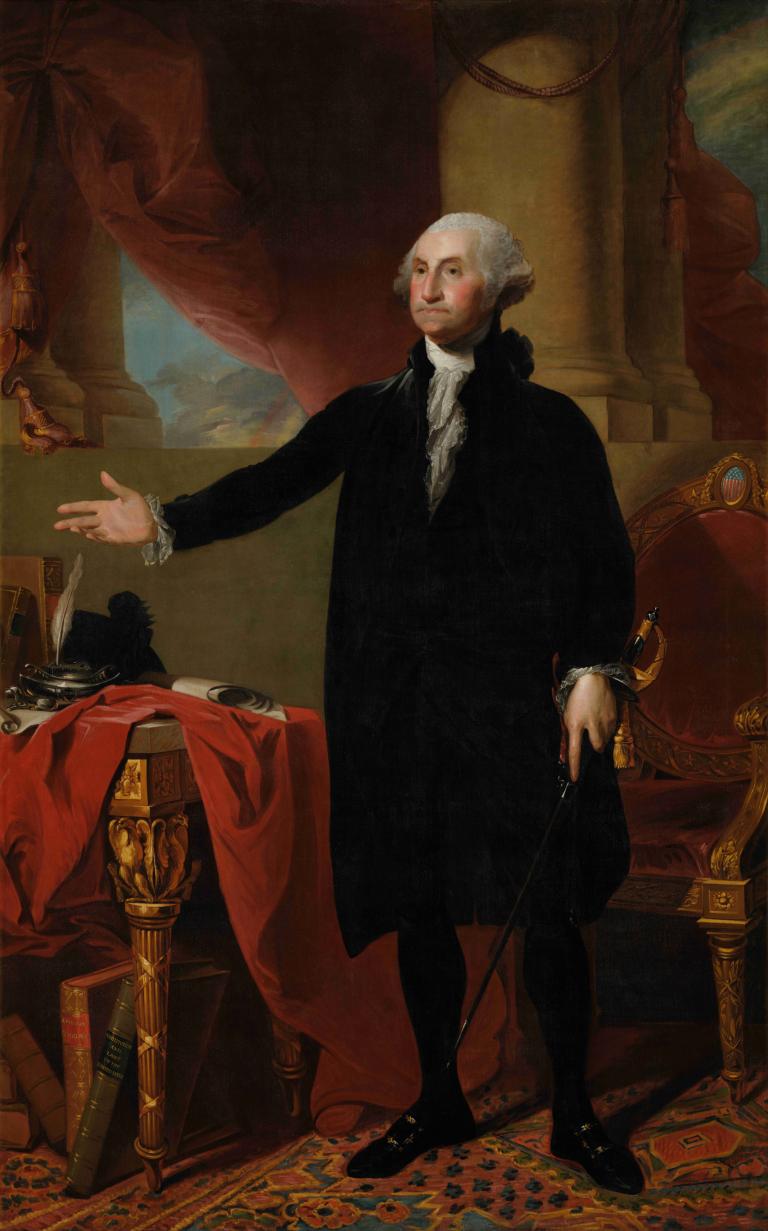 George Washington,Gilbert Stuart,Oljemaleri,Oljemaleri, solo, 1 gutt, mannlig fokus, hvitt hår, ser på seeren