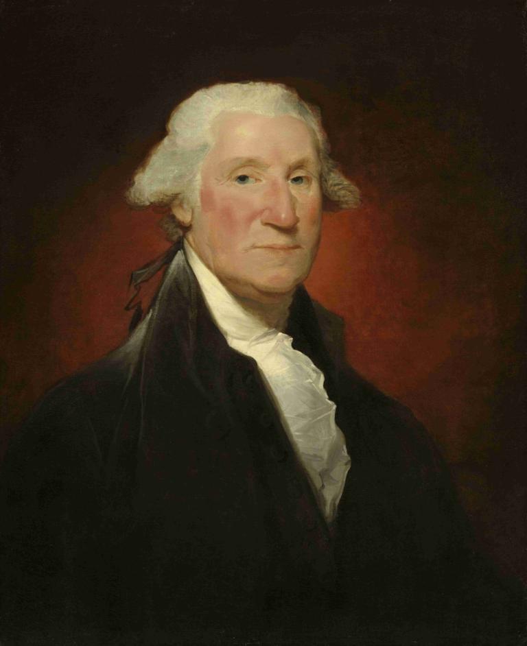 George Washington (Vaughan portrait),Gilbert Stuart,Oil Painting,Oil Painting, solo, 1boy, male focus, old