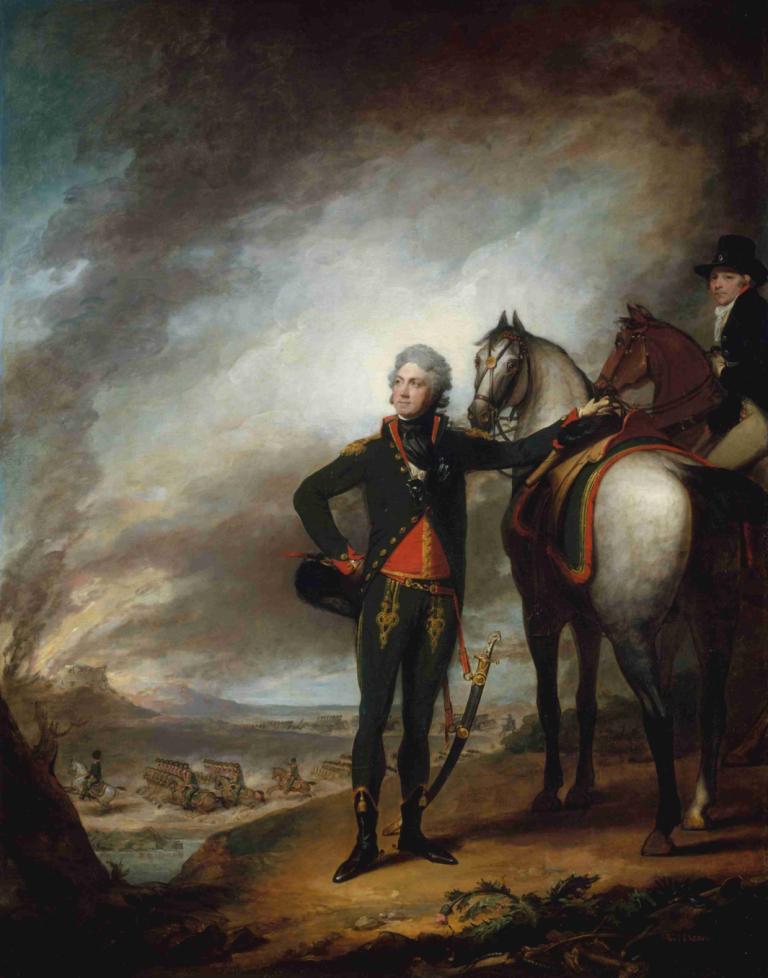 Louis-Marie, Vicomte de Noailles,Gilbert Stuart,Ölgemälde,Ölgemälde, Kunstparodie, Pferd, Waffe, Hut, Uniform