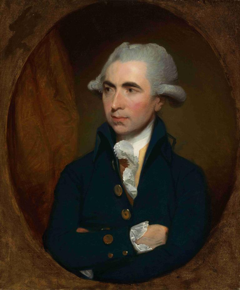 Luke White,Gilbert Stuart,Oil Painting,Oil Painting, solo, male focus, 1boy, crossed arms, fine art parody