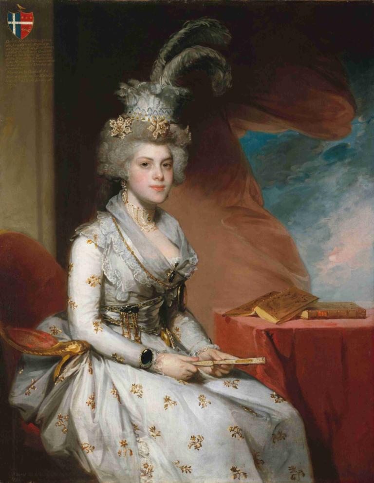 Matilda Stoughton de Jaudenes,マチルダ・ストートン・ド・ジャウデネス,Gilbert Stuart,ギルバート・スチュアート,油絵,油絵, 1女の子, 美術パロディ, ドレス, 座っている