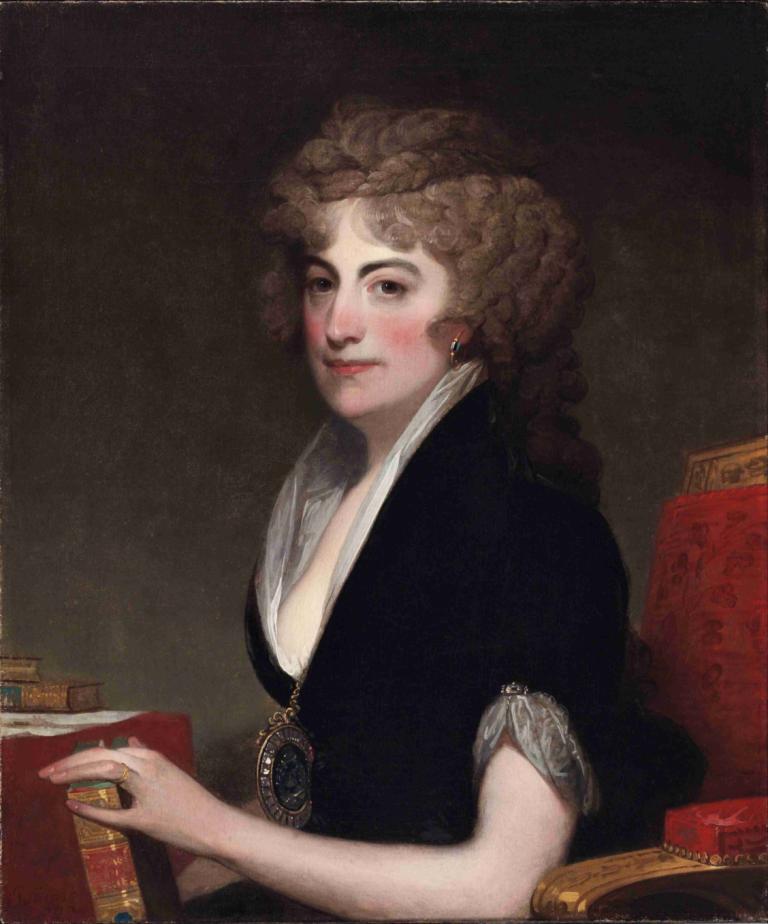 Portrait of Anne Willing Bingham,アン・ウィリング・ビングハムの肖像,Gilbert Stuart,ギルバート・スチュアート,油絵,油絵, 1女の子, ソロ, ジュエリー, 美術パロディ