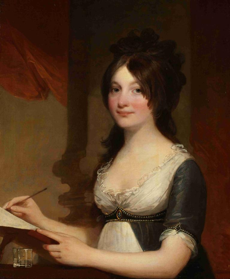 Portrait of a Young Woman,若い女性の肖像,Gilbert Stuart,ギルバート・スチュアート,油絵,油絵, 1女の子, 美術パロディ, ソロ, 現実的な, 茶髪, 偽の伝統的なメディア