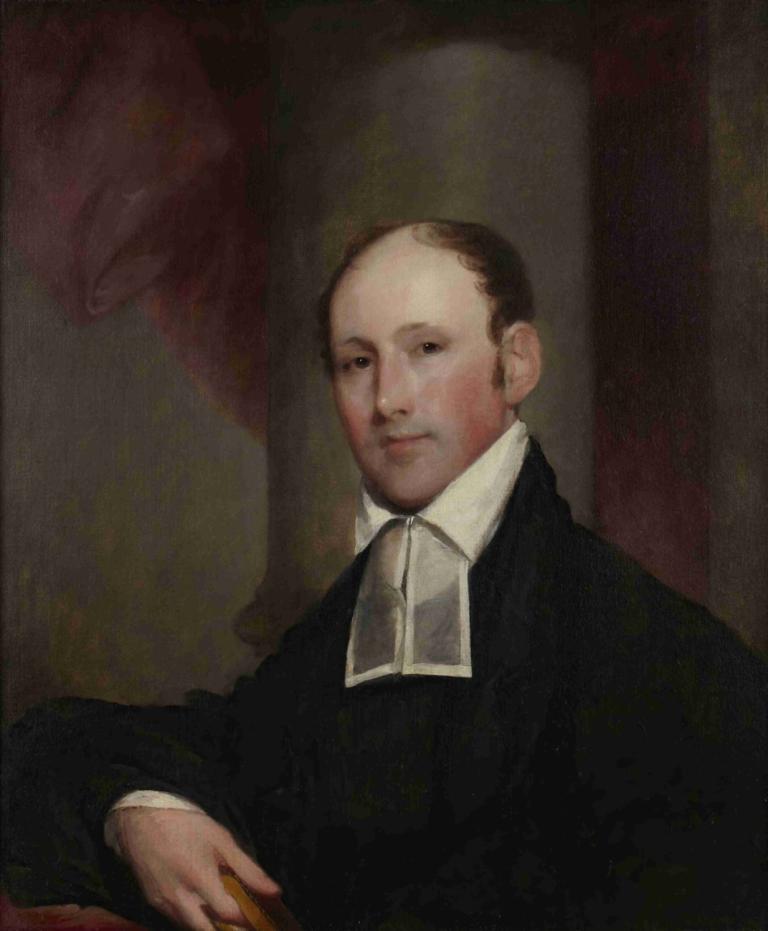 The Rev. Charles Burroughs, DD,Gilbert Stuart,Oil Painting,Oil Painting, 1boy, male focus, necktie, solo