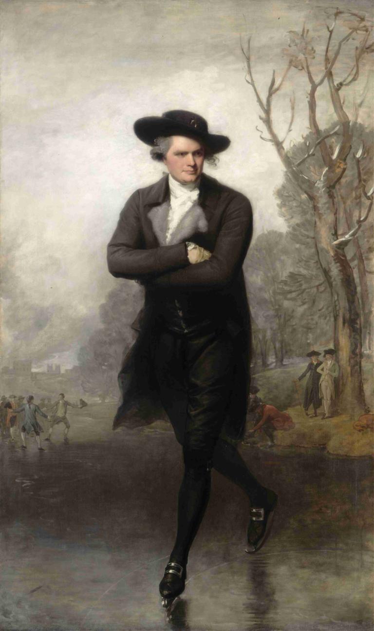 The Skater (Portrait of William Grant),Gilbert Stuart,Oil Painting,Oil Painting, hat, realistic, tree