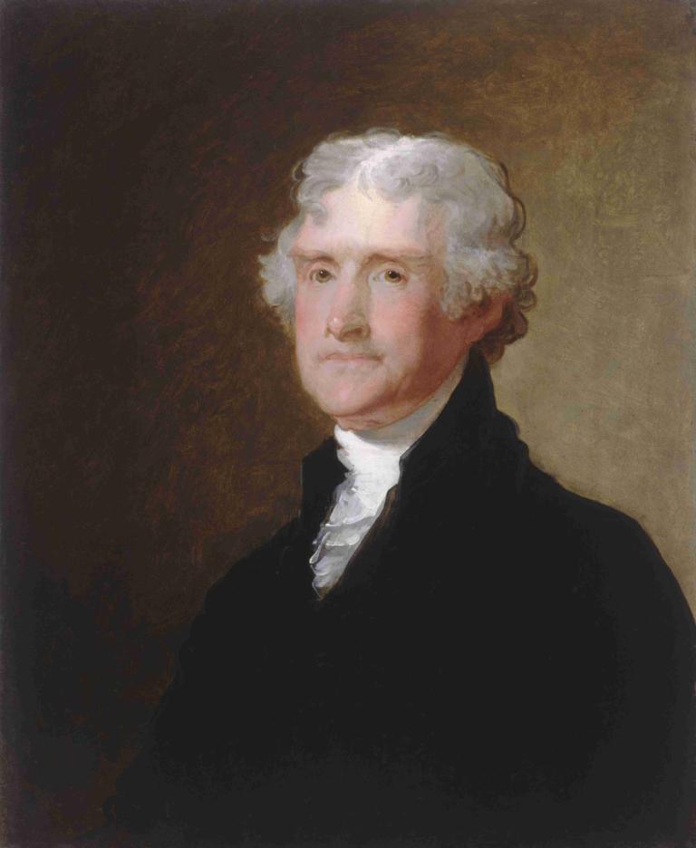 Thomas Jefferson,Gilbert Stuart,Oil Painting,Oil Painting, solo, 1boy, male focus, old, white hair