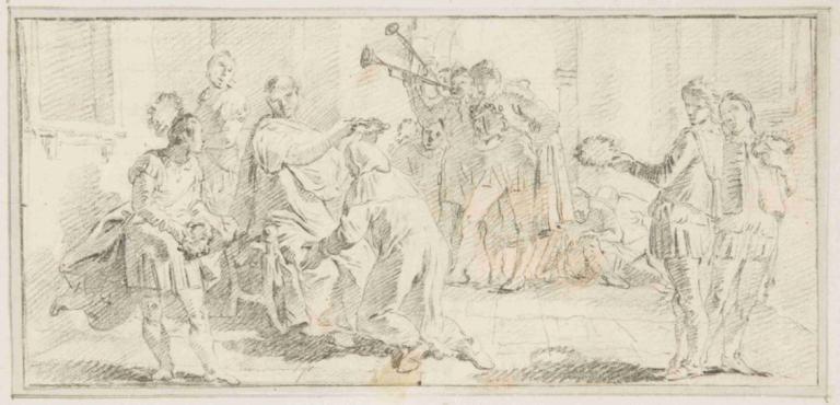 Allegorical Scene of Coronation,우화적인 대관식 장면,Giovanni Battista Tiepolo,지오바니 바티스타 티에폴로,동판 에칭,동판 에칭, 단색화, 여러 소년