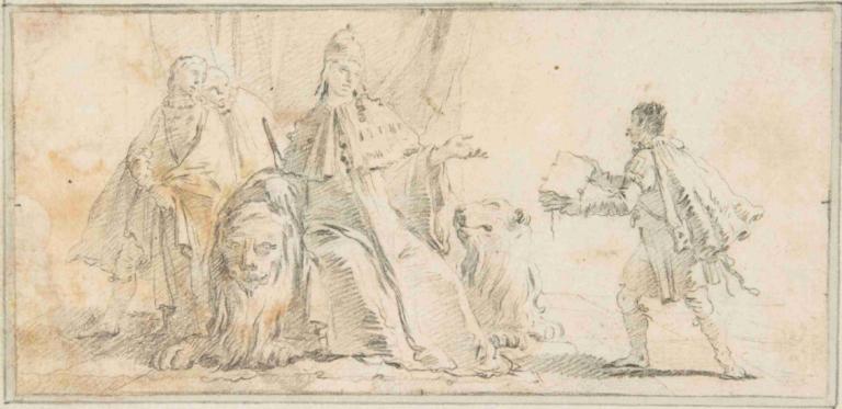 Allegory of Venice,베니스의 우화,Giovanni Battista Tiepolo,지오바니 바티스타 티에폴로,스케치,스케치, 여러 소년, 오래된, 단색화, 노인, 전통 미디어, 수염