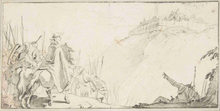 Cardinal with Troops Facing a Fortification on a Hilltop,언덕 위에서 요새를 마주한 추기경과 병력,Giovanni Battista Tiepolo