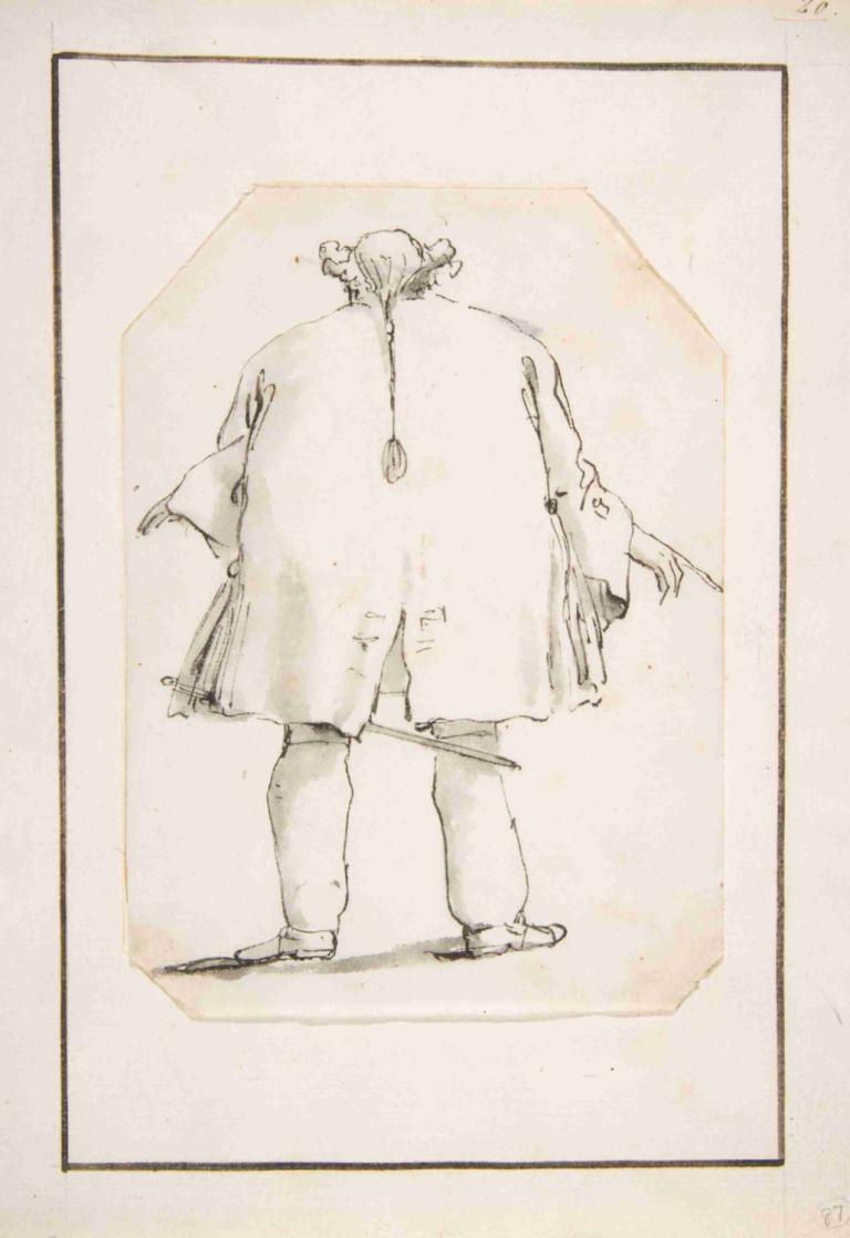 Caricature of a Fat Man, Seen From Behind,뒤에서 본 뚱뚱한 남자의 캐리커처,Giovanni Battista Tiepolo,지오바니 바티스타 티에폴로,스케치,스케치