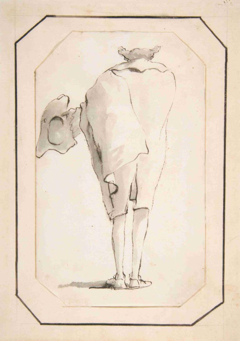 Caricature of a Man Holding a Tricorne, Seen from Behind,뒤에서 본 삼지창을 들고 있는 남자의 캐리커처,Giovanni Battista Tiepolo