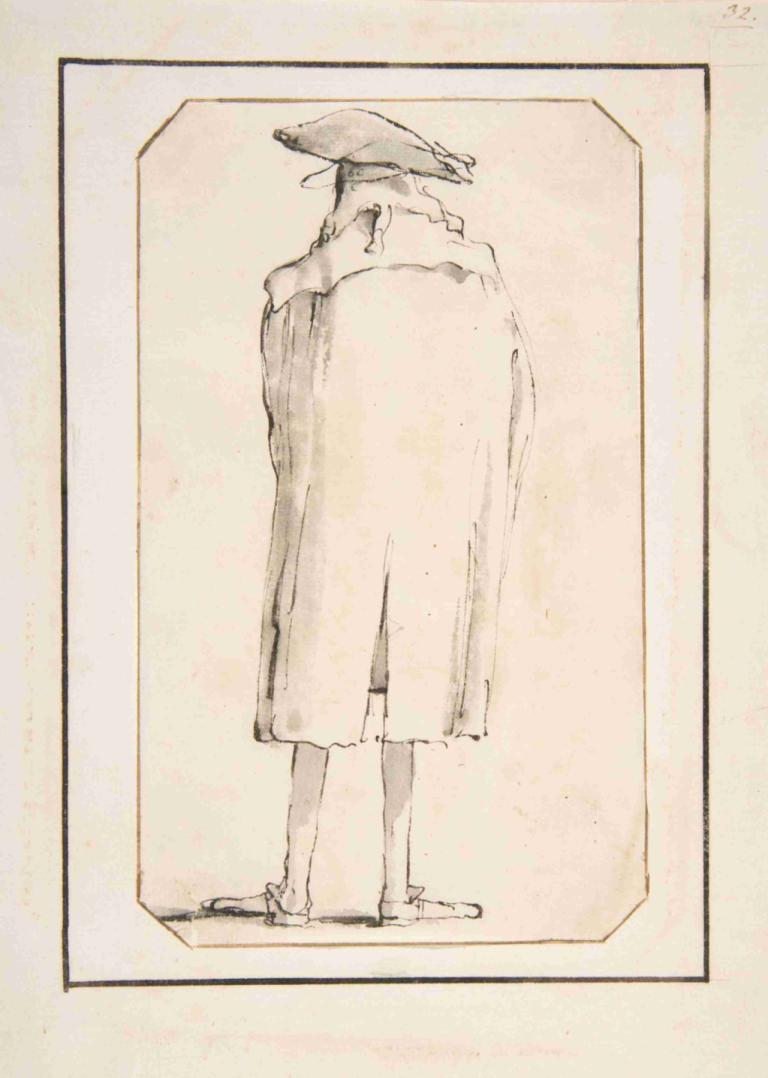 Caricature of a Man Seen from Behind,뒤에서 본 남자의 캐리커처,Giovanni Battista Tiepolo,지오바니 바티스타 티에폴로,스케치,스케치, 독주, 1남