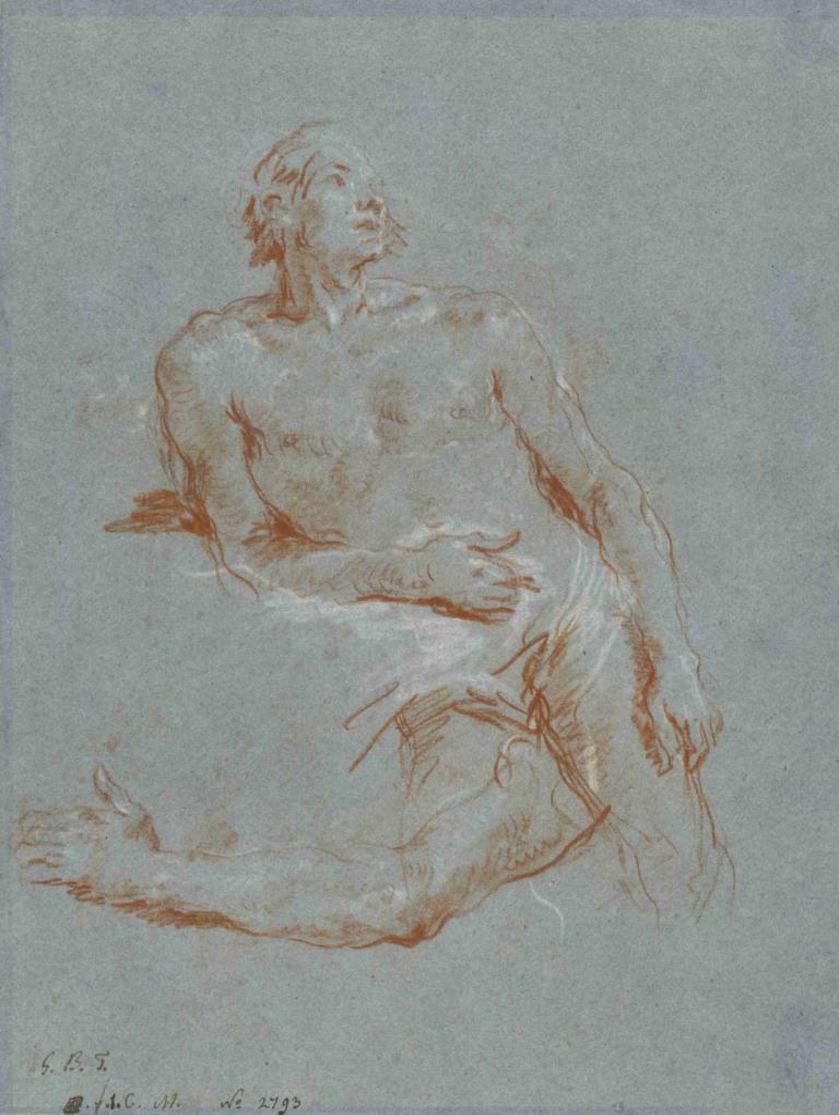 Male Nude Leaning on His Elbow (verso),Desnudo masculino apoyado en el codo (verso),Giovanni Battista Tiepolo