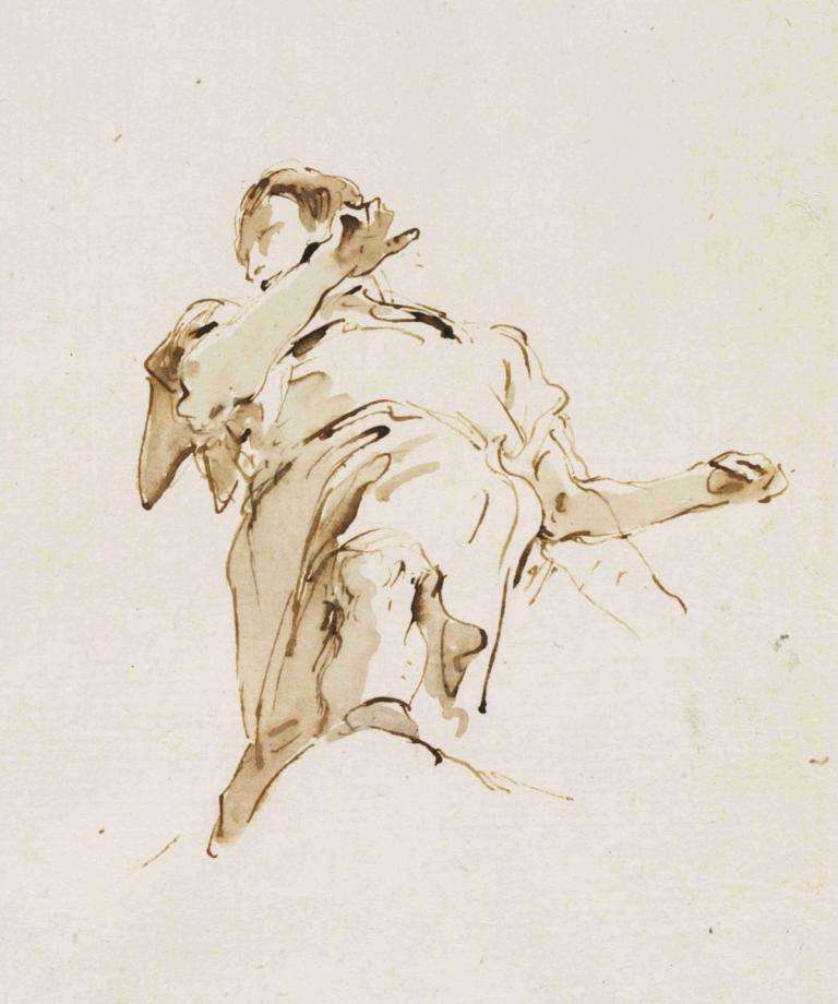 Male() Figure Seen from Below,Figura masculina() vista desde abajo,Giovanni Battista Tiepolo,Bosquejo