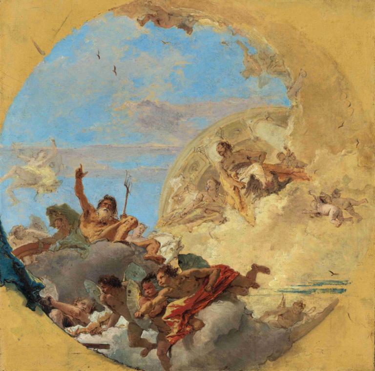 Neptune and The Winds,Neptunus och vindarna,Giovanni Battista Tiepolo,Oljemålning,Oljemålning, flera pojkar