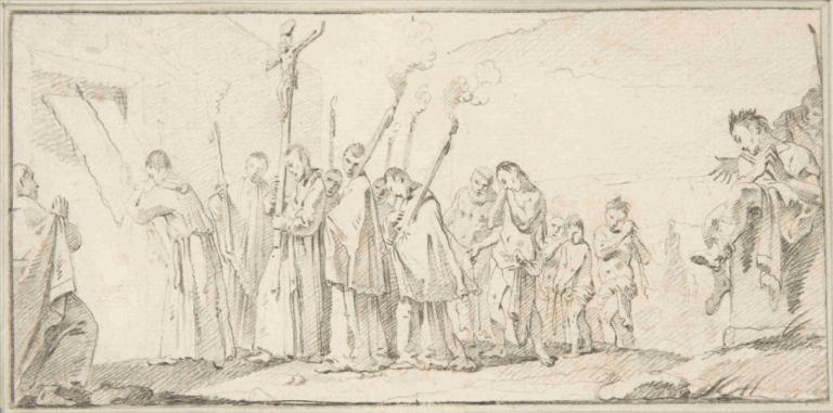 Procession of Monks and Flagellants,Procession av munkar och flagellanter,Giovanni Battista Tiepolo